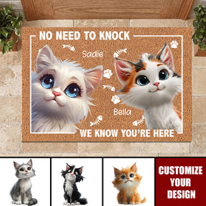 No Need To Knock - Cat Personalized Doormat