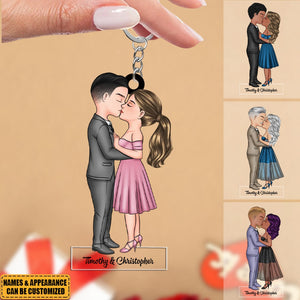 Kissing Couple - Custom Acrylic Keychain, Valentine's Day Gift For Couple