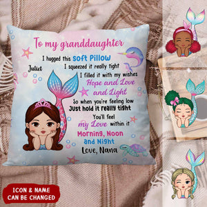 Lovely Mermaid Granddaughter Daughter Personalized Pillow