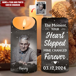 The Moment Your Heart Stopped - Personalized Candle LED Light - Memorial Gift For Family Members