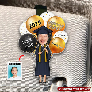 Drive Safely And Enjoy Your Journey Graduation Gift - Personalized Acrylic Photo Visor Clip