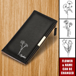 Zipper Magnetic Closure Double Fold Personalized Birthday Flower Purse Wallet