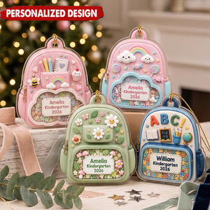 Kid School Backpack - Personalized Kindergarten 2026 Ornament, First Day of School Gift