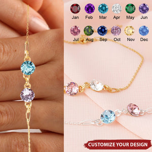 Husband and Wife Forever Linked Together Personalized Birthstones Bracelet