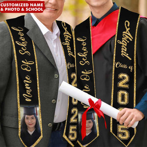 Custom Grads Name School Personalized Photo Graduation Stoles