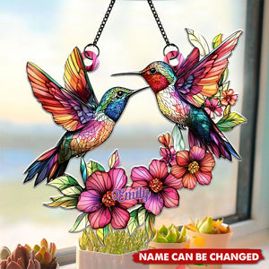 Coloful Hummingbird - Personalized Hummingbird Window Hanging Suncatcher Ornament