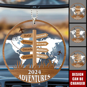 Personalized Travel Adventure Car Ornament - Gift for Travelers