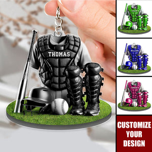 Baseball Catcher - Personalized Acrylic Keychain, Gift For Baseball Players