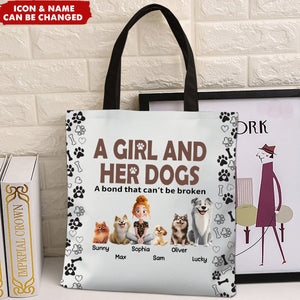 A Girl & Her Dogs Has Unbreakable Bond - Personalized Tote Bag