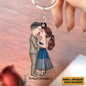 Kissing Couple - Custom Acrylic Keychain, Valentine's Day Gift For Couple