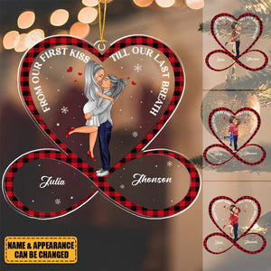 Infinity Heart Couple Hugging Kissing Personalized Ornament