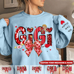 Pink Bow Shirt For Gigi Mimi Nana Mom Personalized Sweatshirt