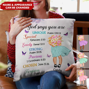 Granddaughter Daughter God Says You Are Hugging Flowers - Personalized Pillow