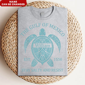 Gulf of USA America Mexico Est 1550 Personalized Name Turtle T-Shirt