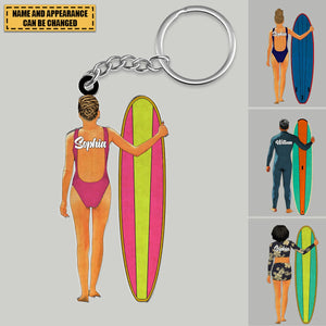 Personalized Surfing Keychain, Gifts For Surfers, Sport Gifts For Surfing Lover