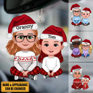 Cute Grandma Granddaughter Grandson Crossed Leg Personalized Acrylic Ornament