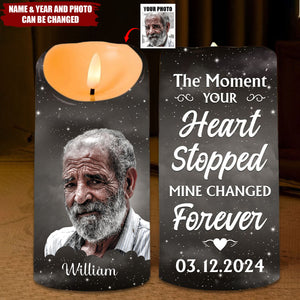 The Moment Your Heart Stopped - Personalized Candle LED Light - Memorial Gift For Family Members