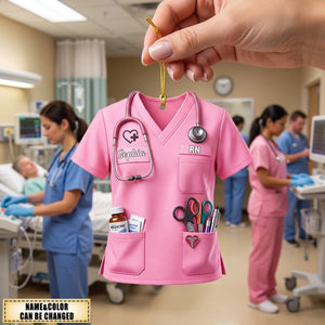 Personalized Nurse Scrubs Christmas Ornament, Custom RN Graduation Gift