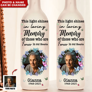 Memorial Light Shines In Loving Memory Of Those - Personalized Photo Bottle Lamp