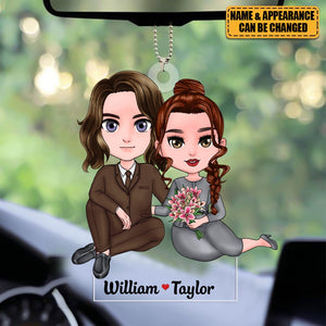 Couple Cuddling - Personalized Acrylic Ornament, Valentine's Day Gift For Couple