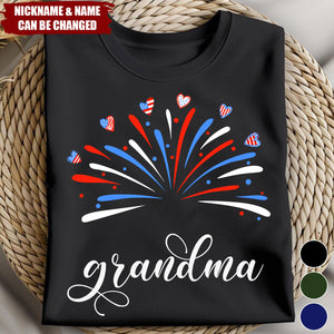 Proud Grandma And Kids Firework 4Th Of July - Personalized Shirt