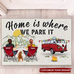 Home Is Where We Park It You And Me And The Dogs - Gift For Camping Lovers - Personalized Doormat