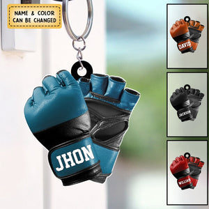 Personalized Mma Glove Christmas Acrylic Keychain, Gift For Mma Lover