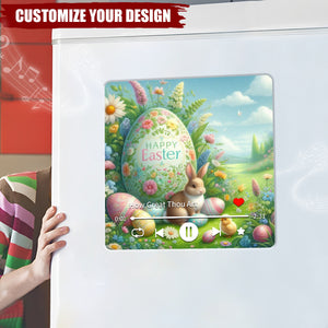 Happy Easter Bunnies Personalized Music Fridge Magnet