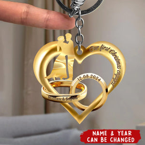 Custom Personalized Rings Of Love Acrylic Keychain - Gift Idea For Couple