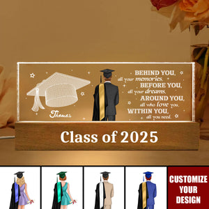 Behind You All Your Memories Graduation Gift - Personalized Acrylic Block LED Night Light