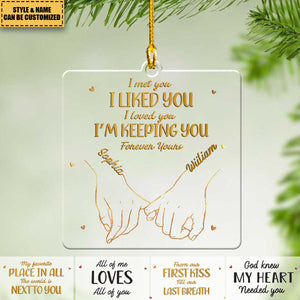 My Heart Is Perfect Because You Are Inside - Couple Personalized Custom Square Shaped Acrylic Ornament