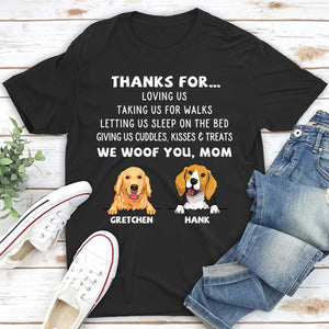 Dog Thanks For... - Personalized Custom Unisex T-shirt