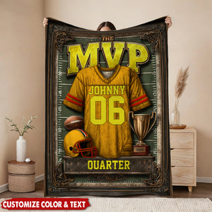 Gift For Football Son/ Daughter - Personalized Football Blanket