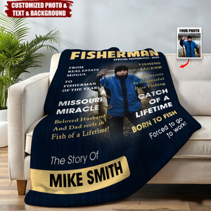 Man Cave Fishing Art - Personalized Blanket, Gift For Fisher