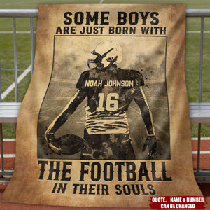 Train Hard - Football Personalized Vertical Blanket