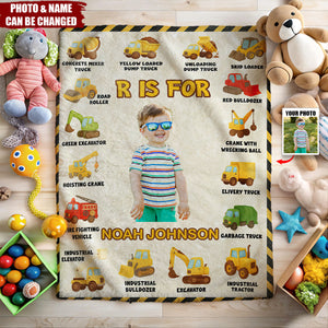 Custom Photo Personalized Vehicle Construction Blanket - Gift For Truck Lover, Excavator Lover