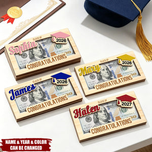 Personalized Congratulations Class of Graduation Wooden Money Holder - Graduation Party Gift for Graduates