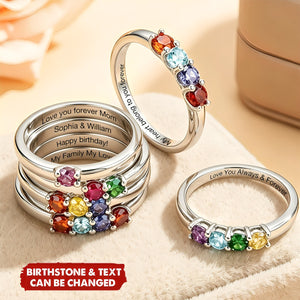 Personalized Elegant 1-8 Birthstones Ring - Birthday Mother's Day Gift for Mom Grandma