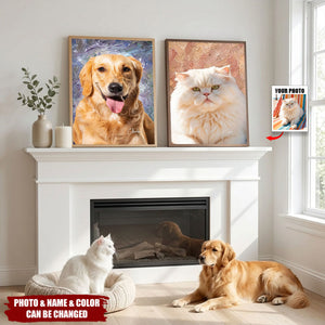 Personalized Modern Painting Texture Style Pet Photo Canvas Prints - Birthday Gift for Pet Lovers