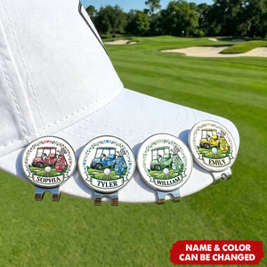 Golf Cart Golf Ball Marker Personalized Magnetic Hat Clip - Birthday Game Day Gift for Golf Player