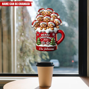 Gingerbread Family In Hot Cocoa Christmas Decor Personalized Decal