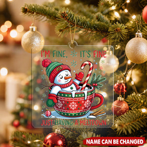 Funny Cute Snowman Personalized Christmas Acrylic Ornament