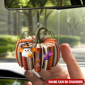 Fall Book Personalized Acrylic Pumpkin Car Ornament - Christmas Thanksgiving Gift