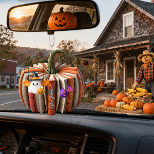 Fall Book Personalized Acrylic Pumpkin Car Ornament - Christmas Thanksgiving Gift