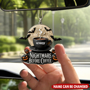 Funny Nightmare Before Coffee Personalized Acrylic Car Ornament