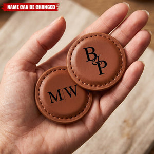 Personalized Monogram Magnetic Leather Golf Ball Marker with Initial and Name Birthday Sports Gift for Golf Players