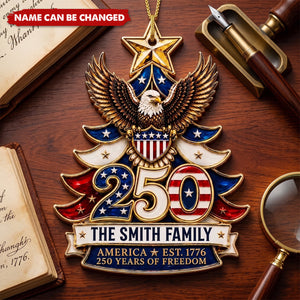Custom Acrylic Ornament - Personalized America 250th Anniversary Christmas Gifts For Mom, Dad, Brother, Sister - Stars Stripes Forever