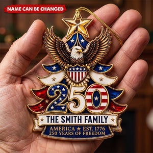 Custom Acrylic Ornament - Personalized America 250th Anniversary Christmas Gifts For Mom, Dad, Brother, Sister - Stars Stripes Forever