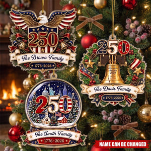 Custom Acrylic Ornament - Personalized America 250th Anniversary Christmas Gifts For Mom, Dad, Brother, Sister - Generations Of Freedom And Love