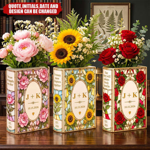 Custom Anniversary Gift For Couples - Personalized Vase - Our Love Story